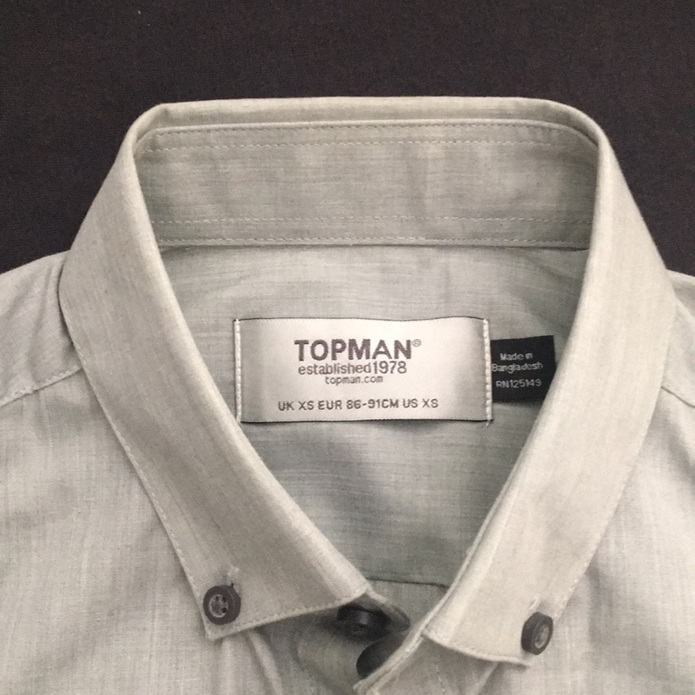 Topman XS gray button up with black buttons